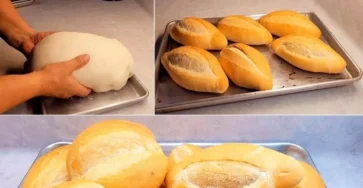 Bolillos caseros recién horneados en una cesta