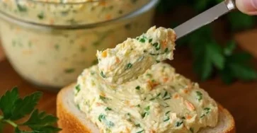 Tazón de crema de pollo y zanahoria con hierbas frescas