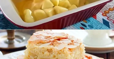 Pastel de Manzana y Canela recién horneado con trozos de manzana y espolvoreado de canela.